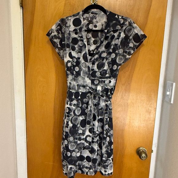 Akris Punto Black and Gray Polka Dot Mini Dress
